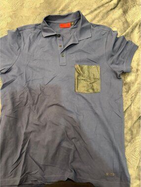 Hugo Navy Blue Polo Shirt with Perforated Pocket, Size M